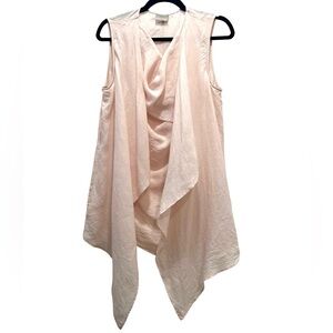 Earthaddict | 100% Linen Petal Pink Layered Look Sleeveless Blouse Large EU36